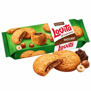 Biscuiți Roshen Lovita Soft Cream cu cremă de alune de pădure, 127 g