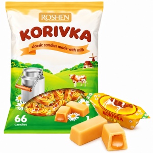 Caramele Roshen Korivka, cu umplutură de lapte și caramel, 1 kg