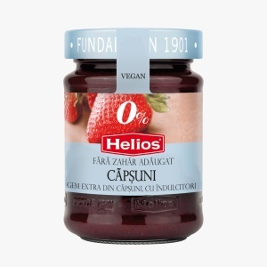 Gem extra de căpșuni Helios, fără zahăr adăugat, 280 g