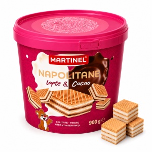 Napolitane MARTINEL cu Lapte & Cacao, 900 g, Găleată – COLOMBUS