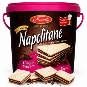 Napolitane MORELLO, Găleată 1 kg - Cremă de cacao