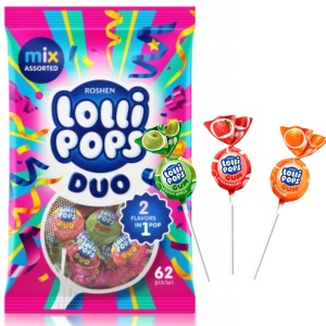 ROSHEN LolliPops Gum Fruit Mix – Acadele cu fructe și gumă 920 g, 48 buc - Img 2