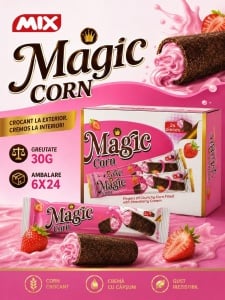 Rulouri Crocante MAGIC CORN cu Cremă de Căpșuni, 24 × 30 g/cutie - Img 2