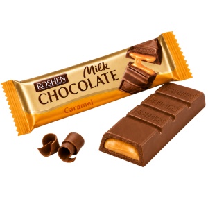 Batoane de ciocolată cu lapte și umplutură de caramel Roshen, 30 × 30 g