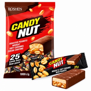 Batoane de ciocolată ROSHEN Candy Nut cu nuga, caramel și arahide, 1 kg