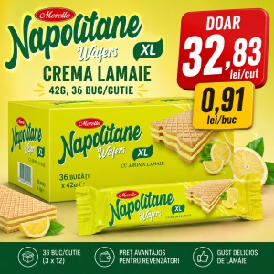 Bax Napolitane MORELLO XL cu Aromă de Lămâie 42 g – 36 Buc/Cutie - Img 2