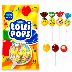 ROSHEN LolliPops Cocktail – Acadele mix de fructe 920 g, 48 buc