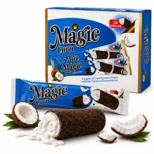 Rulouri Crocante MAGIC CORN cu Cremă de Lapte și Cocos, 24 × 30 g/cutie