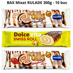Bax Mixat Rulade DolceVita Swiss Roll 300 g – 3 Sortimente (10 buc/bax)