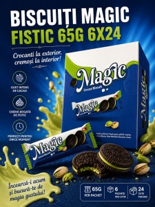 Biscuiți MAGIC cu Cacao și Cremă de Fistic, 24 × 65 g/cutie - Img 2