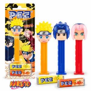 Bomboane PEZ Naruto cu Dispenser, Blister 1 Jucărie de Colecție + 2 Rezerve, 17g