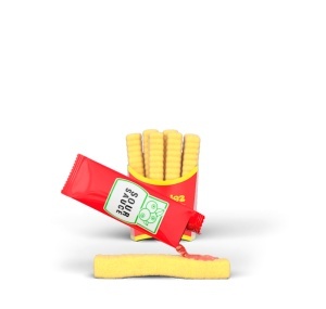 Marshmallow acrișor în formă de cartofi prăjiți RELKON Yammiez, cu sos și pudră acră, 44 g - Img 7