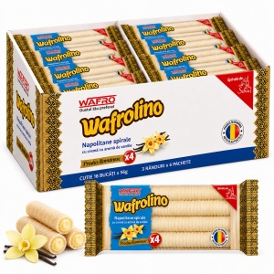 Napolitane Spirale, WAFROLINO, cu crema de vanilie, 18 X 56 g