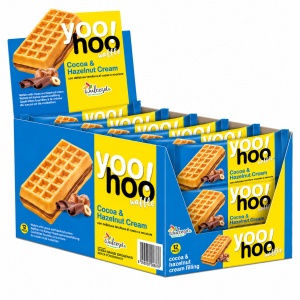 YOOHOO Gofre Sandwich cu Cremă de Cacao și Alune 50g (12 Buc/Cutie)