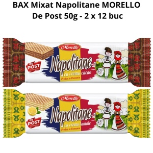 Bax Mixat Napolitane MORELLO DE POST 50 g – Cacao & Lămâie (24 buc/bax), model tradițional