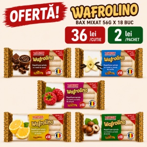 Bax Mixat WAFROLINO Spirale 56 g, MORELLO – 5 Sortimente (18 buc/bax)