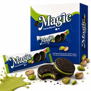 Biscuiți MAGIC cu Cacao și Cremă de Fistic, 24 × 65 g/cutie