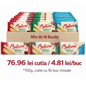 Cutie 16 Buc Napolitane Balconi Mix 150 g – Cacao, Alune și Vanilie - Img 3