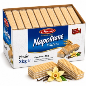 Napolitane MORELLO, crema de vanilie, 3 kg (10 x 300g)