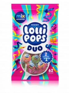 ROSHEN LolliPops Gum Fruit Mix – Acadele cu fructe și gumă 920 g, 48 buc - Img 3