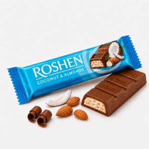 Batoane de ciocolată cu lapte, cocos și migdale Roshen, 30 × 29 g - Img 2