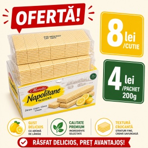 Napolitane MORELLO, crema de lamaie, 400 g (2 x 200g)