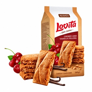 Prăjiturele Roshen Lovita cu umplutură de vișine și vanilie, 168 g