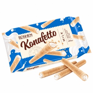 Rulouri de napolitană ROSHEN Konafetto cu cremă de lapte, 140 g