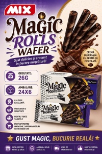 Rulouri Napolitană MAGIC ROLLS cu Cremă de Ciocolată, 24 × 26 g/cutie - Img 2