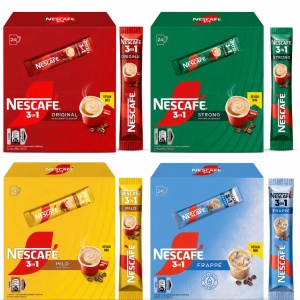 Bax Mixat NESCAFÉ 3 in 1 – Original, Strong, Mild & Frappé (10 cutii x 24 plicuri)