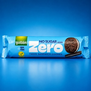Biscuiți Sandwich cu cacao și cremă de lapte FĂRĂ ZAHAR Gullon, 147g (16/bax) - Img 2