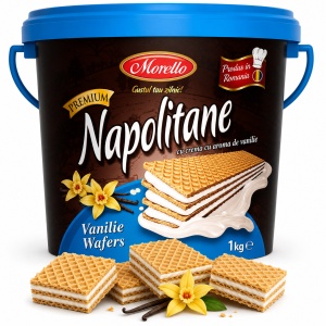 Napolitane MORELLO, Găleată 1 kg - Cremă de vanilie