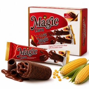 Rulouri Crocante MAGIC CORN cu Cremă de Ciocolată, 24 × 30 g/cutie