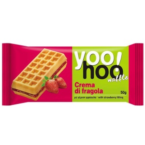 YOOHOO Gofre Sandwich cu Cremă de Căpșuni 50g (12 Buc/Cutie) - Img 2