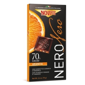 Ciocolată Novi Nero 70% Cacao cu Portocale și Migdale 75 g