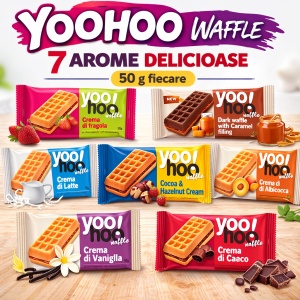 Cutie 12 Buc Gofre YooHoo Waffle 50 g – din 7 Sortimente Mixate