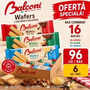 Cutie 16 Buc Napolitane Balconi Mix 150 g – Cacao, Alune și Vanilie