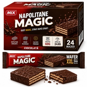 Napolitane MAGIC XXL Glazurate cu Ciocolată, 24 × 60 g/cutie - Img 2