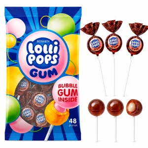 ROSHEN LolliPops Cola Gum – Acadele cu gust de cola și gumă 920 g, 48 buc