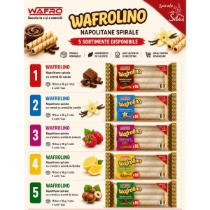 Bax Mixat WAFROLINO Spirale 56 g, MORELLO – 5 Sortimente (18 buc/bax) - Img 3
