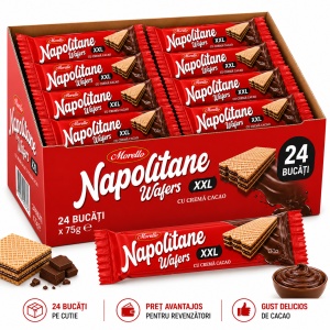 Bax Napolitane MORELLO XXL cu Cremă de Cacao 75 g – 24 Buc/Cutie - Img 2