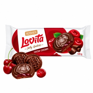 Biscuiți Roshen Lovita Jelly Cookies Cocoa-Cherry, 135 g
