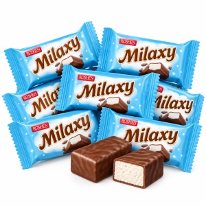 Bomboane Roshen Milaxy cu umplutură de sufleu și glazură de cacao, 1 kg