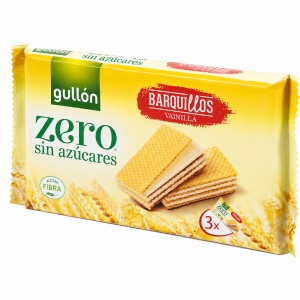 GULLON Napolitane cu Cremă de Vanilie FĂRĂ ZAHĂR 180G (3 x 60G)