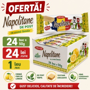 Napolitane DE POST, MORELLO, crema de lamaie, 24 X 50 g - Img 3