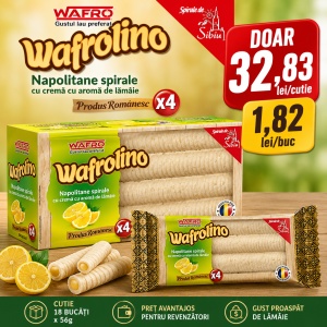 Napolitane Spirale WAFROLINO, crema lamaie, 18 X 56 g