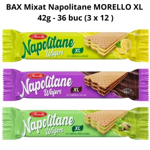 Bax Mixat Napolitane MORELLO XL 42 g – Lămâie, Cacao & Fistic (36 Buc/Cutie) - Img 3