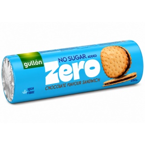 Biscuiți Sandwich Gullon cu cremă de ciocolată FĂRĂ ZAHĂR 250 g (18/bax)