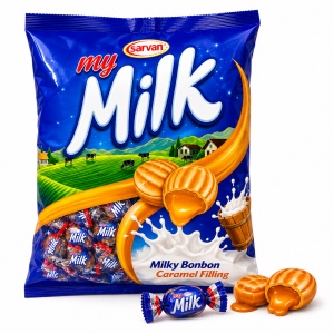 Bomboane SARVAN My Milk cu Lapte și Umplutură de Caramel, 800 g