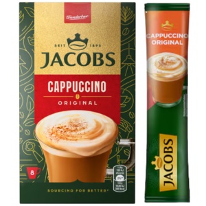 Cappuccino instant Jacobs Original, 8 plicuri × 11.6 g (cutie)